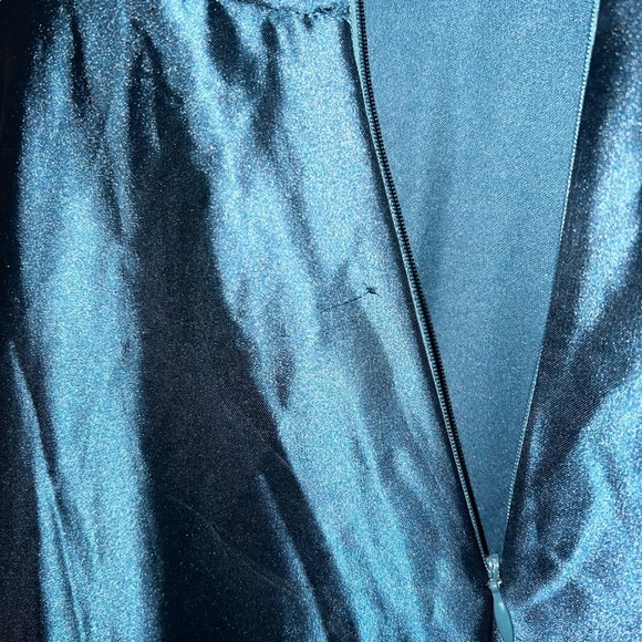 Lulus Shades of Love Teal Blue Satin Faux-Wrap Maxi Dress - Picture 6 of 7